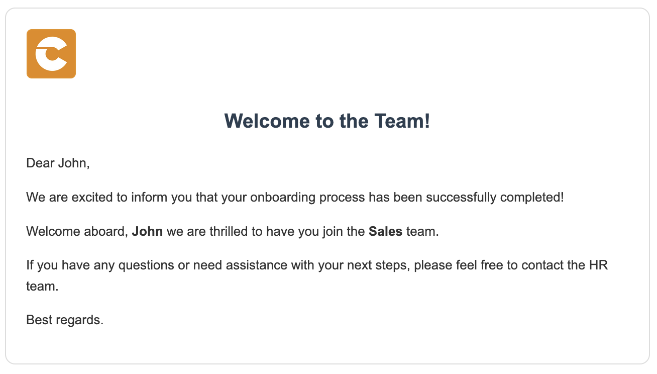 welcome email